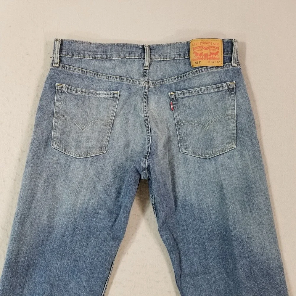 Levi's 514 jeans men's 36 x 30 regular fit straight blue stretch denim pants